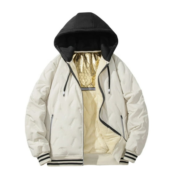 Daznico Men's Winter Thermal Insulated Hooded Coat Lined Jacket for Cold Weather Outdoor Activities,Size:XXL