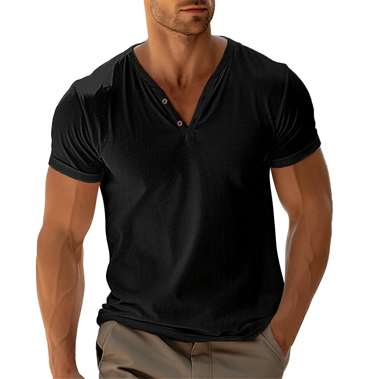 Men's Loose Fit Short Sleeve T-Shirt - Baggy Style Crewneck Summer Tee