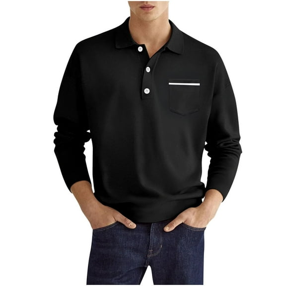 Daznico Mens Shirts - Men Shirts Long Sleeve Business Casual Shirts with Pocket - Shirts for Men,Color:Black,Size:S