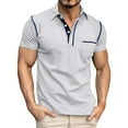 thumbnail image 1 of Daznico Mens Shirts - Men Short Sleeve Solid Color Pocket Stripe Stitching Raglan Sleeve Top - Shirts for Men,Color:White,Size:S, 1 of 6