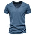 thumbnail image 1 of Daznico Mens Shirts - Men's Casual V Neck T Shirts Loose Fit Comfortable Stretchy Pure Color Tee for Daily Wear Tops - Shirts for Men,Color:Blue,Size:XL, 1 of 6