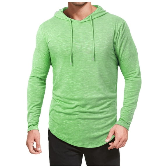 Daznico Mens Shirts - Men's Hooded Shirts Long Sleeve Workout Sport Hoodie Casual Running T Shirt Pullover Top - Shirts for Men,Color:Light Green,Size:XL
