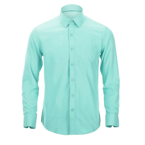Daznico Mens Shirts - Men's Long Sleeve Dress Shirt Striped Casual Formal Business Wear Slim Fit Comfortable - Shirts for Men,Color:Mint Green,Size:41