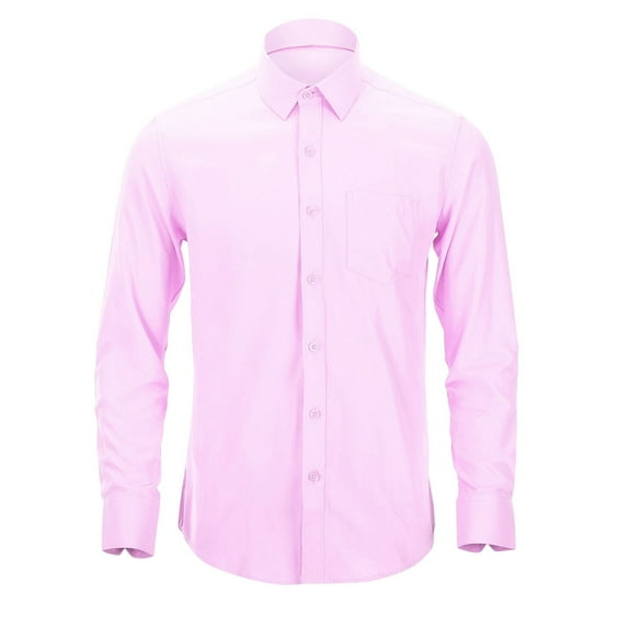 Daznico Mens Shirts - Men's Long Sleeve Dress Shirt Striped Casual Formal Business Wear Slim Fit Comfortable - Shirts for Men,Color:Pink,Size:42