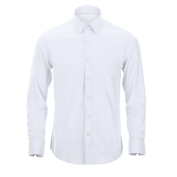 Daznico Mens Shirts - Men's Long Sleeve Dress Shirt Striped Casual Formal Business Wear Slim Fit Comfortable - Shirts for Men,Color:White,Size:41