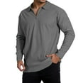 thumbnail image 1 of Daznico Mens Shirts - Men's Long Sleeve Striped Shirt with Zippered Collar for Casual Everyday Wear - Shirts for Men,Color:Grey,Size:XXL, 1 of 4