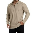 thumbnail image 1 of Daznico Mens Shirts - Men's Long Sleeve Striped Shirt with Zippered Collar for Casual Everyday Wear - Shirts for Men,Color:Khaki,Size:L, 1 of 4