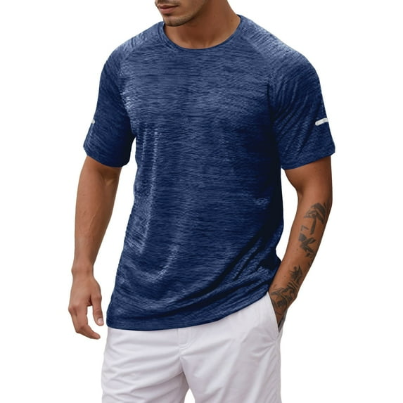 Daznico Mens Shirts - Men's Performance T Shirt for Active Wear Comfortable Round Neck Sports Shirt for Running and Fitness - Shirts for Men,Color:Dark Blue,Size:XL