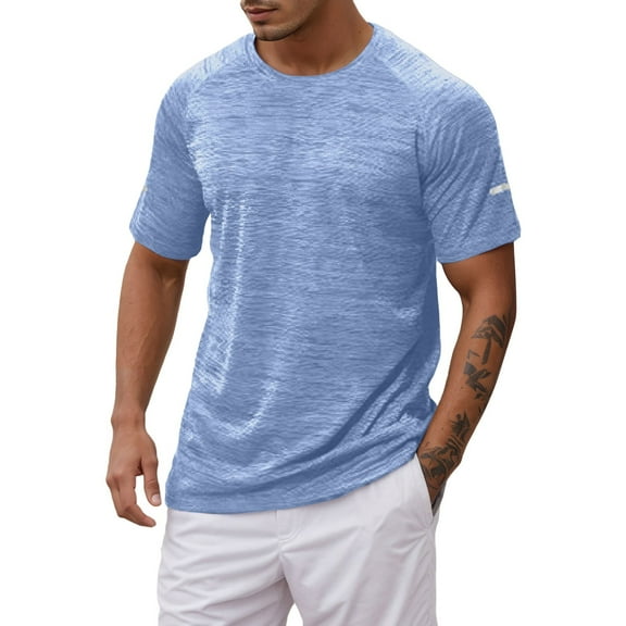Daznico Mens Shirts - Men's Performance T Shirt for Active Wear Comfortable Round Neck Sports Shirt for Running and Fitness - Shirts for Men,Color:Sky Blue,Size:4XL