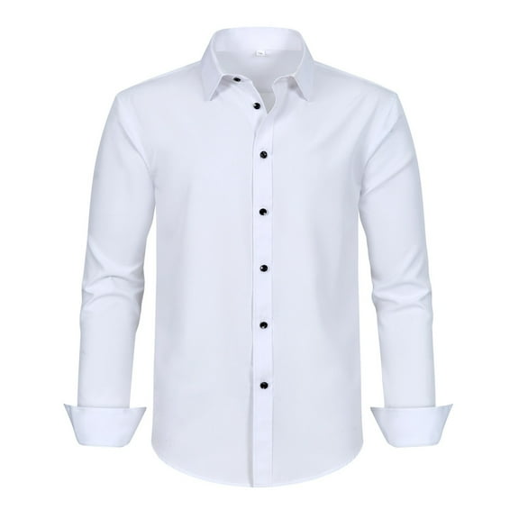 Daznico Mens Shirts - Men's Stretch Comfort Fit Dress Shirt Relaxed Fit Casual Wear Plus Size Formal Business Shirt Breathable Fabric - Shirts for Men,Color:White,Size:6XL