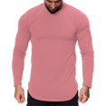 thumbnail image 1 of Daznico Mens Shirts - Mens Casual Sports Fitness Outdoor Curved Hem Solid Color Round Neck T Shirt Long Sleeve Top - Shirts for Men,Color:Pink,Size:XL, 1 of 5