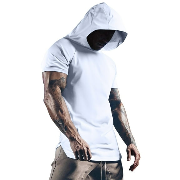 Daznico Mens Shirts - Short Sleeved Basketball Sports Split Hoodie Appearance Suit Men Warm Up Shooting Sweat Wicking College Student - Shirts for Men,Color:White,Size:3XL