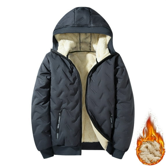 Daznico Jackets for Men, Lined Winter Coat with Stand Collar Hooded Warm Jacket for Cold Weather Outdoor Activities,Mens Winter Coats,Size:6XL