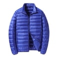 thumbnail image 1 of Daznico Mens Winter Jacket - Men's Short and Lightweight Down Jacket Stand Up Collar Hooded Couple's Style Middle and Young Men's Thin Down Jacket Plus Size Jacket,Color:Blue,Size:3XL, 1 of 6