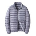 thumbnail image 1 of Daznico Mens Winter Jacket - Men's Short and Lightweight Down Jacket Stand Up Collar Hooded Couple's Style Middle and Young Men's Thin Down Jacket Plus Size Jacket,Color:Grey,Size:XXL, 1 of 5