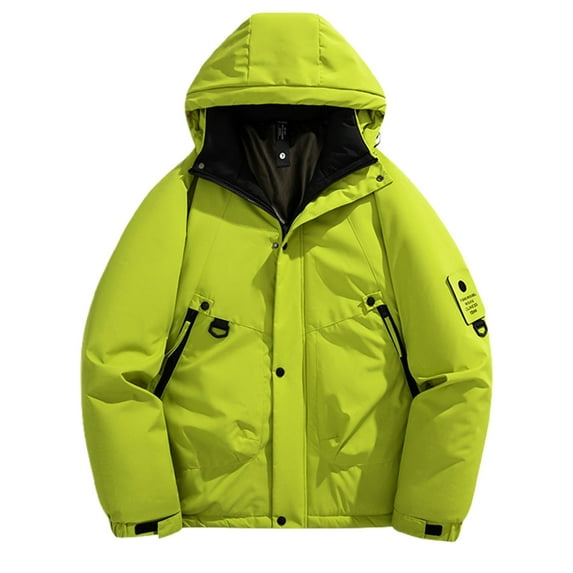 Daznico Mens Winter Jacket - Men's Winter Heavy Duty Work Jacket Warm Insulated Coat Outdoor Windproof Cold Weather Coat for Men Durable Utility Jacket -Winter Coats for Men,Color:Green,Size:S