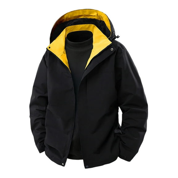 Daznico Jackets for Men,Outdoor Casual Jacket Breathable Windproof Coats Versatile Sportswear with Hood for Active,Mens Winter Coats,Size:XL