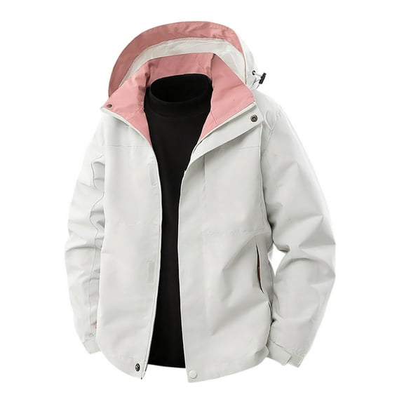 Daznico Mens Winter Jacket - Outdoor Casual Jacket Breathable Windproof Coats Versatile Sportswear with Hood for Active -Winter Coats for Men,Color:Pink,Size:L