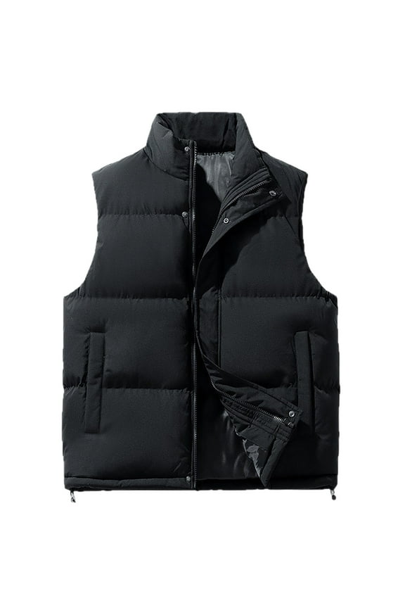 Jackets for Men,Solid Color Concealed Zipper Vest Padded Warm Sleeveless Quilted Jacket Winter Outdoor Insulated Layer,Mens Winter Coats,Size:XL