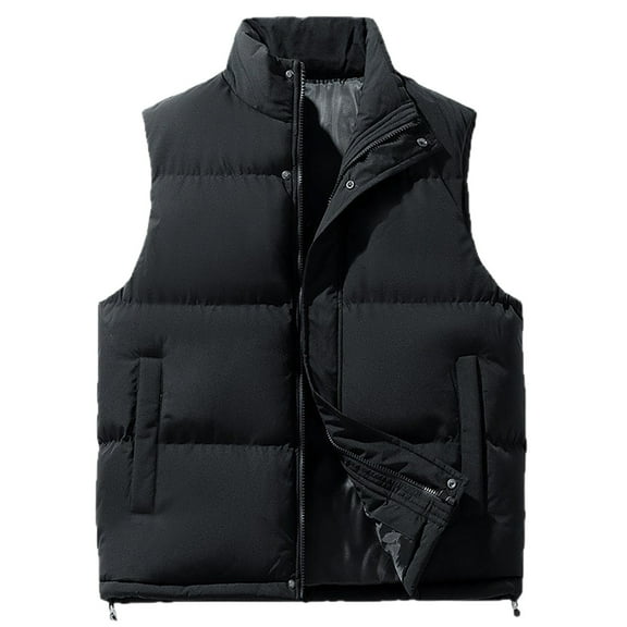 Daznico Jackets for Men,Solid Color Concealed Zipper Vest Padded Warm Sleeveless Quilted Jacket Winter Outdoor Insulated Layer,Mens Winter Coats,Size:XL