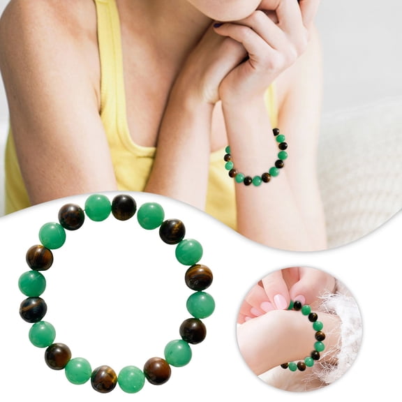 Daznico Natural Tiger Eye and Green Gemstone Bracelet - Handmade Beaded Wristband for Meditation and Everyday Wear,Valentines Day Gifts