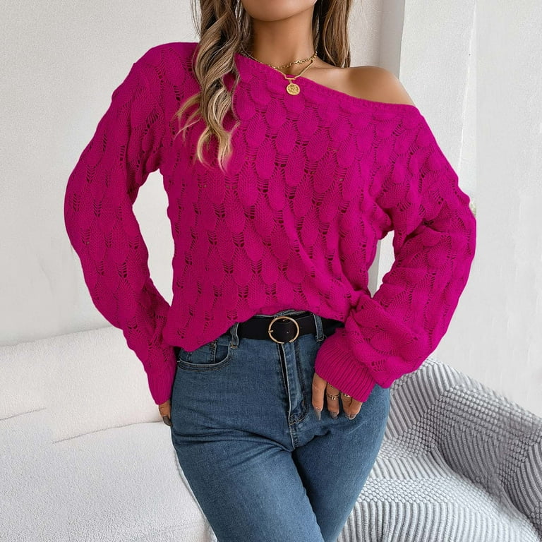 Hot pink off the shoulder sweater hotsell