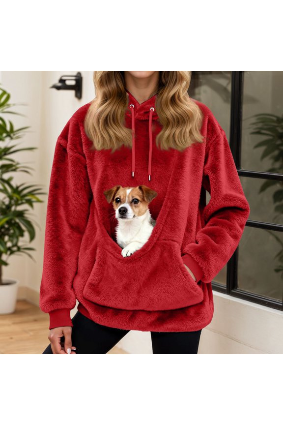 Oversized Sweatshirt Puppy Cat Pocket Hoodie,Sweatshirt for Women,S