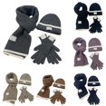 thumbnail image 1 of Daznico Ribbed Knit Beanie Hat Scarf Gloves 3-Piece Set Soft Yarn Cozy Stylish Winter Accessories for Cold Weather Daily Outdoor Wear, 1 of 5