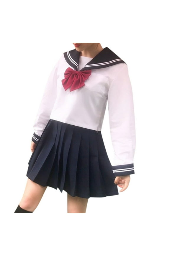 Sailor Dress Japanese High School Skirt Outfits Full Sets for Girls,XXL
