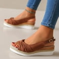 thumbnail image 1 of Daznico Sandals Women,Sandals Large Size Rope Bow Wedge Casual Sandals For Women,Orthopedic Sandals for Women,Summer Sandals for Women 2024(Color:Brown,Size:8), 1 of 8