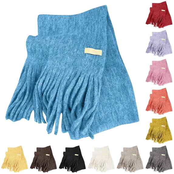Daznico Scarf for Women, Blend Knit Scarf for Elegant Long Fringe Winter Wrap Soft Warm Everyday Comfort
