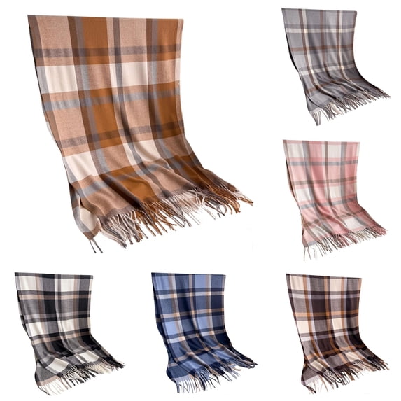 Daznico Scarf for Women, Soft Plaid Scarf Wrap Shawl Winter Warm Fringe Neckwear Elegant Versatile for Daily Use