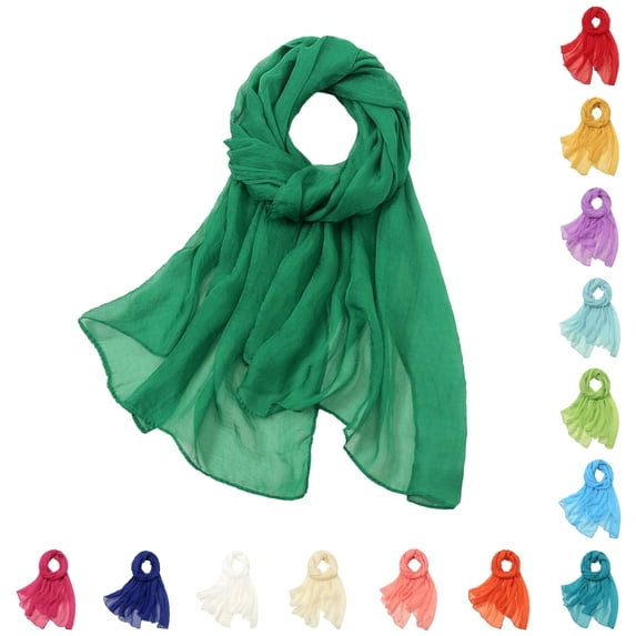 Daznico Scarf for Women, Women Summer Casual Colorful Multicolor Solid Color Chiffon Thin Regular Silk Scarf Sunscreen Scarf