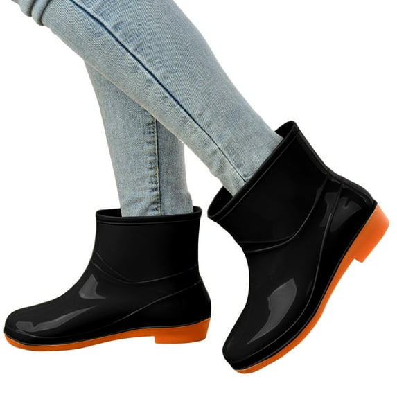 Daznico Short Rain Boots for Women Waterproof Garden Shoes,Anti-Slipping Rain Boots for Ladies with Comfortable Insoles Light Ankle Rain Shoes Outdoor Work Shoes(Color:Black,Size:7)