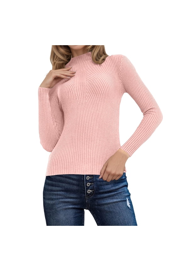 Slim Fit Long Sleeve Knitted Sweater Soft Comfortable Casual Basic Wear Warm Winter,M