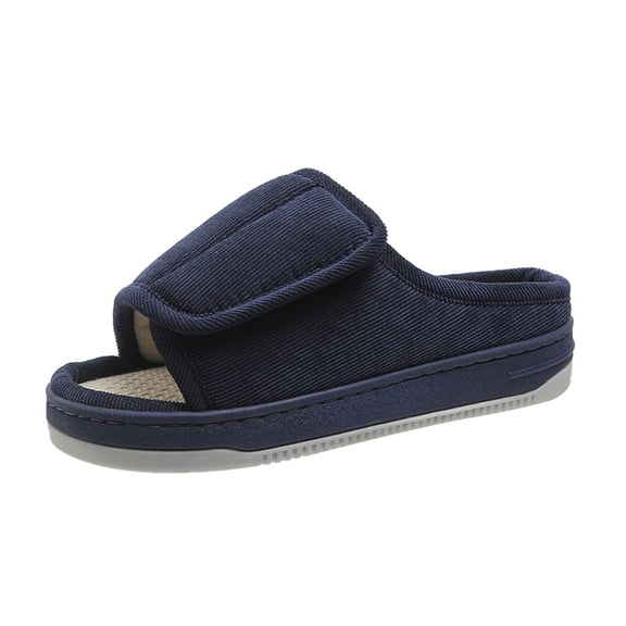 Daznico Slippers for Women,Adjustable Linen Slippers for and Outdoor Indoor Comfortable Slides with Hook and Loop Closure,Christmas Slippers for Women,Size:11-12