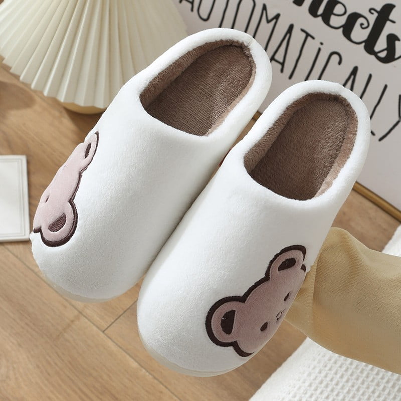 Bear Slippers Winter Warm Bedroom Slippers House Shoes For Women