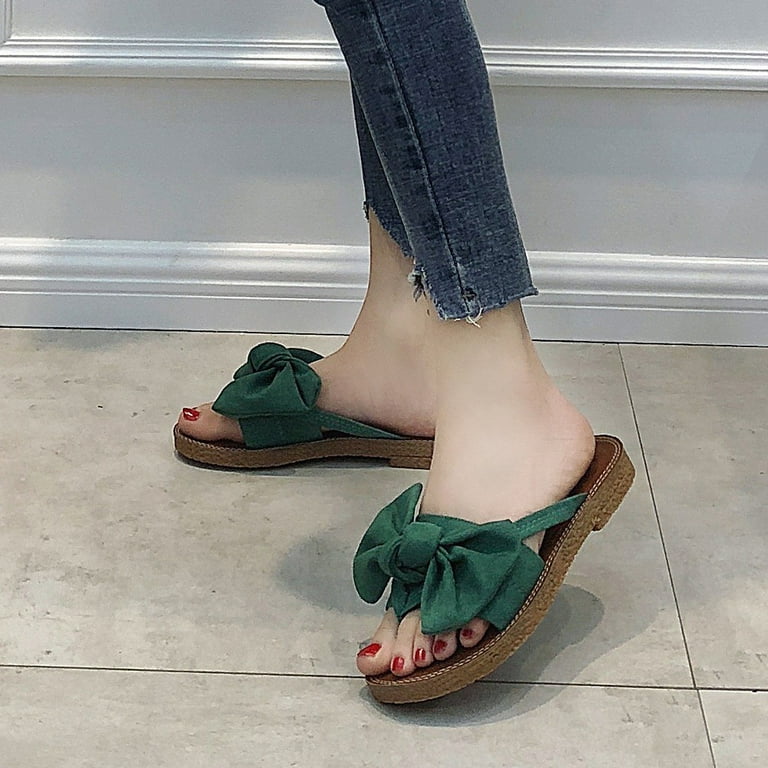 Flat heel slippers hot sale