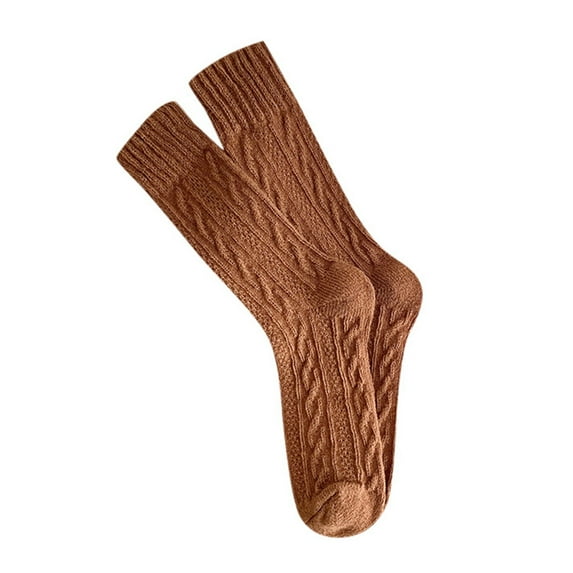 Daznico Socks for Women - Autumn Winter Thick Warm Retro Coffee Color Knit Long Socks for Women