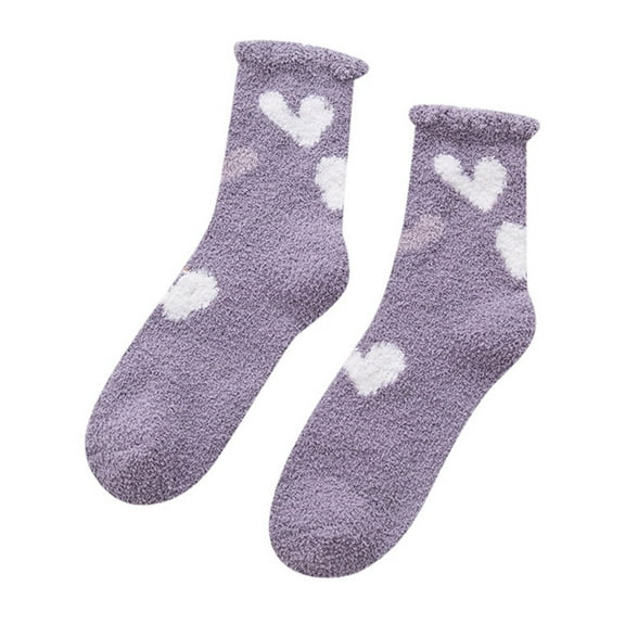 Daznico Socks for Women - Thick Coral Velvet Socks Cute Bear Small Fresh Home Floor Socks for Women