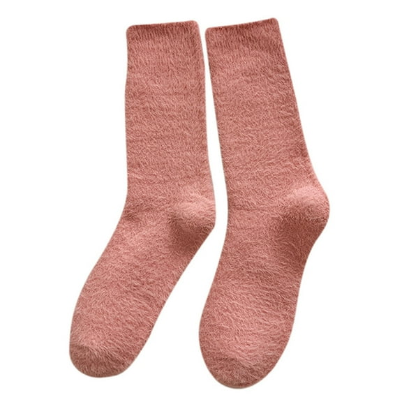 Daznico Socks for Women - Women's Autumn and Winter Solid Color Velvet Thickened Velvet Home Floor Socks Confinement Plush Sleep Socks Mid Calf Socks