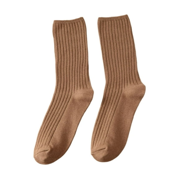 Daznico Socks for Women - Women's Stacked Socks Mid Calf Double Needle Knit Solid Color Casual Retro Korean Japanese Style Socks for Daily Wear