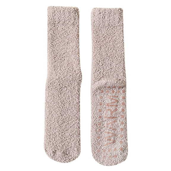 Daznico Socks for Women - Women's Winter Coral Velvet Plus Velvet Thickened Warm Sleeping Floor Non Silicone Bottom Mid Calf Socks