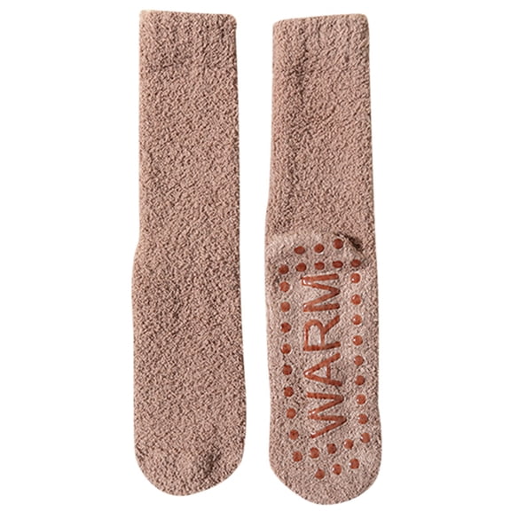 Daznico Socks for Women - Women's Winter Coral Velvet Plus Velvet Thickened Warm Sleeping Floor Non Silicone Bottom Mid Calf Socks