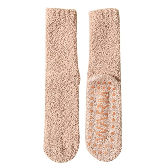 Daznico Socks for Women - Women's Winter Coral Velvet Plus Velvet Thickened Warm Sleeping Floor Non Silicone Bottom Mid Calf Socks