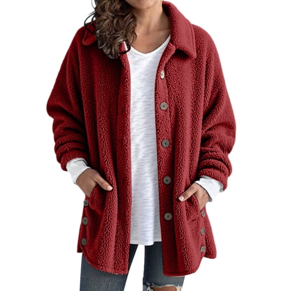 Daznico Soft Jacket Cozy Long Sleeve Open Front Cardigan with Notched Lapel Casual Loose Fit Outwear for Winter,Jackets for Women,M