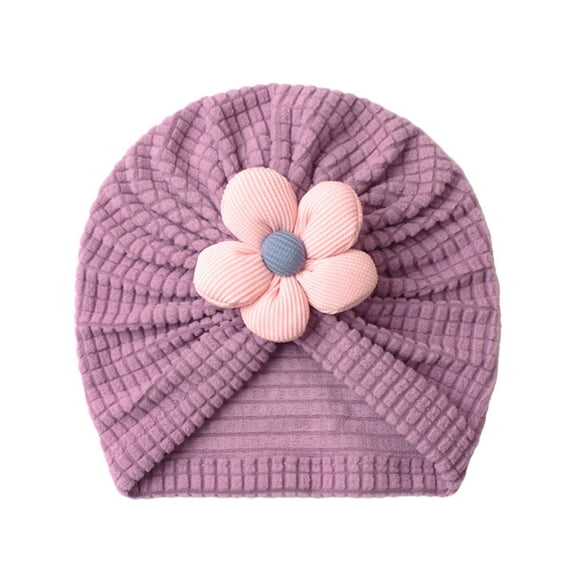 Daznico Soft Solid Baby Knit Hat with 3D Flower Cozy Toddler Beanie for Everyday Warmth Cute Girl Headwear