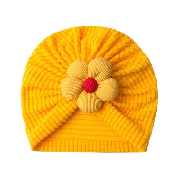 Daznico Soft Solid Baby Knit Hat with 3D Flower Cozy Toddler Beanie for Everyday Warmth Cute Girl Headwear