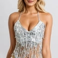 thumbnail image 1 of Daznico Sparkling Fringe Performance Bra Top for Stage Show Party Wear Sequin Bustier Elegant Dancewear,Mardi Gras Clothing,One Size, 1 of 4