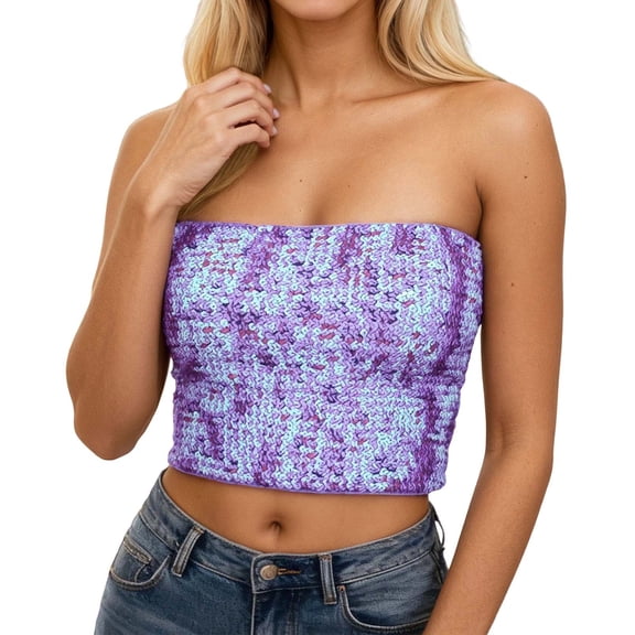 Daznico Stretch Sequin Tube Top and Skirt Two Way Wear Stage Performance Glamour Party Atmosphere Outfit,Mardi Gras Clothing,One Size